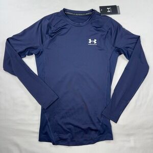 Under Armour Men's Medium HeatGear Compression Long Sleeve T-Shirt Navy New